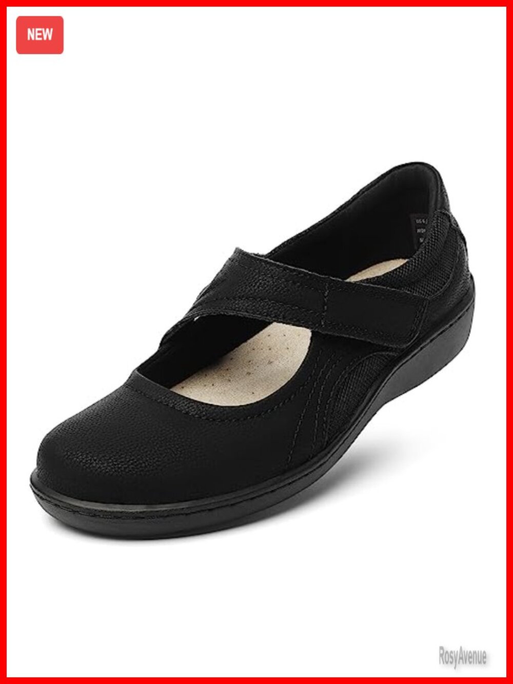 Oviaric Mary Jane Flats Leather Closed Toe Slip On Comfort Walking Shoes